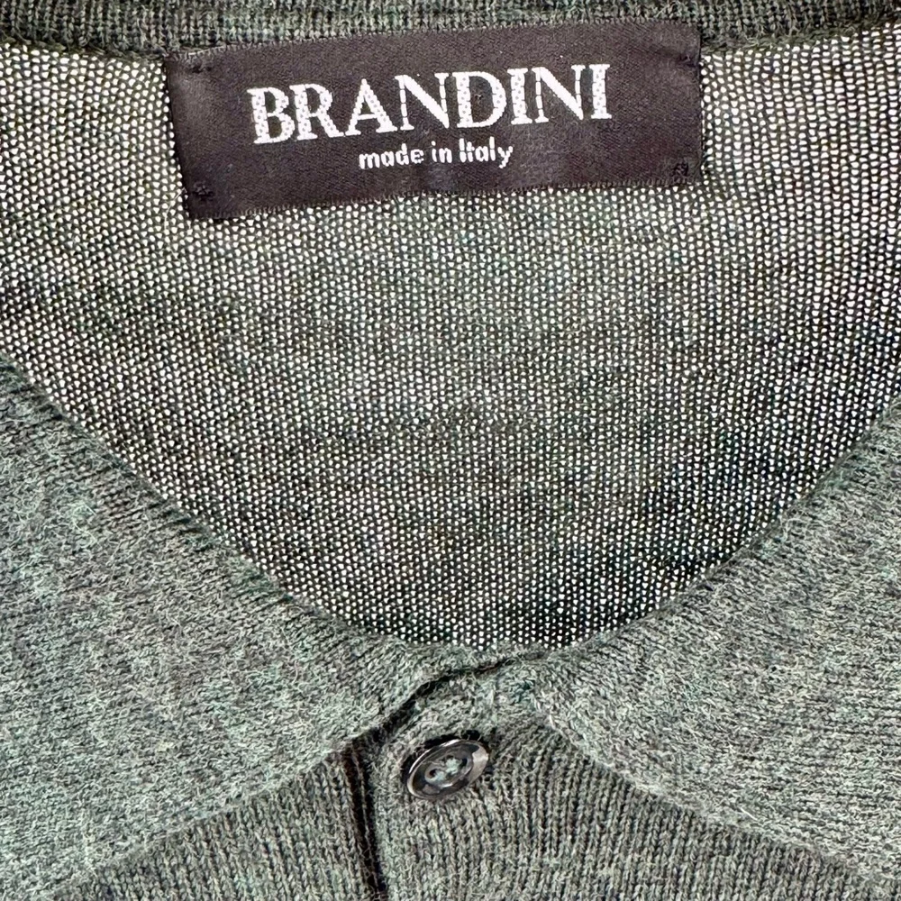 Brandini Forest Green Polo Sweater Extra Fine Merino Wool Classic Collar Size XL